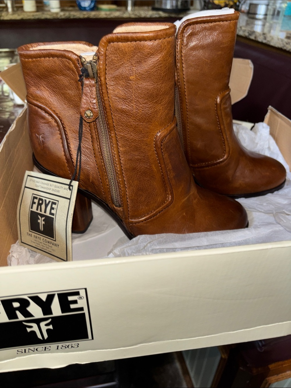 Frye Sylvia Piping Bootie Ankle Boots - Picture 2 of 3